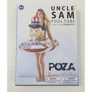Uncle Sam Inflatable Pool Float Tube USA Flag Patriotic Confetti NEW NIB